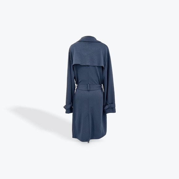 Liz Claiborne Women's XL Blue Trench Coat Belted‎ Collared Long Sleeve Classic - Picture 3 of 7